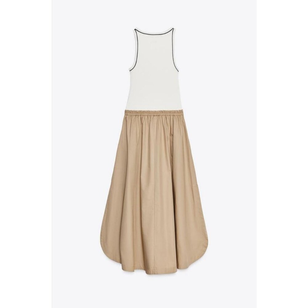 ZARA CONTRAST POPLIN MIDI DRESS - Picture 6 of 7